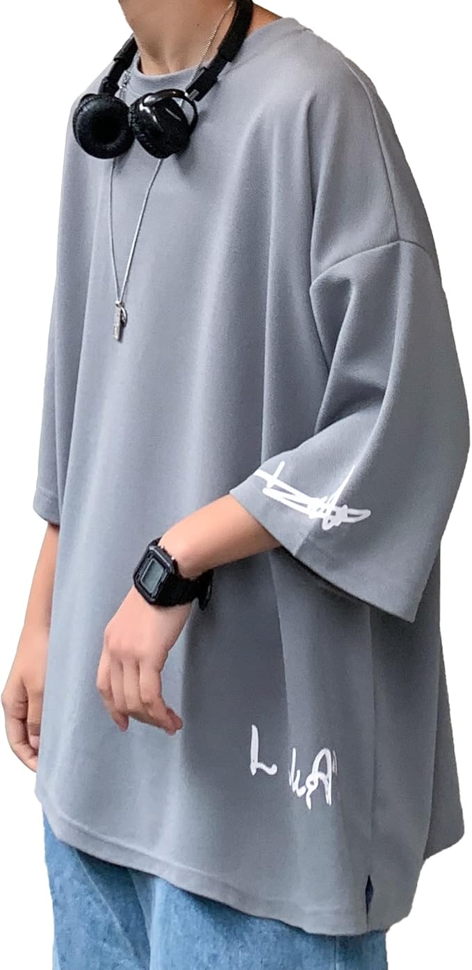 夏服 メンズ tシャツ メンズ 半袖 七分袖 大きいサイズ 無地 速乾性 柔らかい 軽い ファッション 服 メンズ-グレー