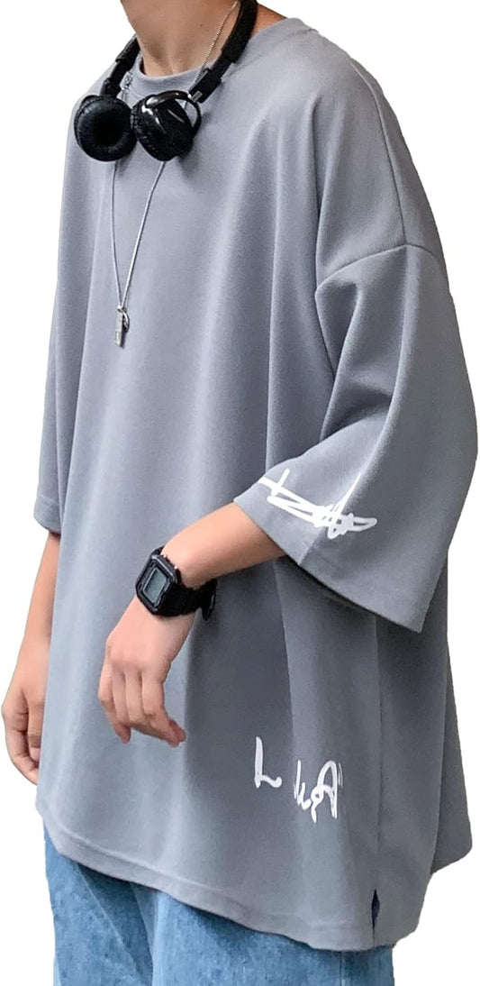 夏服 メンズ tシャツ メンズ 半袖 七分袖 大きいサイズ 無地 速乾性 柔らかい 軽い ファッション 服 メンズ-グレー
