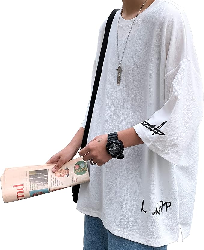 夏服 メンズ tシャツ メンズ 半袖 七分袖 大きいサイズ 無地 速乾性 柔らかい 軽い ファッション 服 メンズ-ホワイト