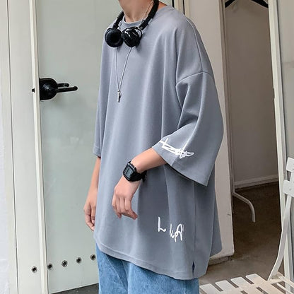 夏服 メンズ tシャツ メンズ 半袖 七分袖 大きいサイズ 無地 速乾性 柔らかい 軽い ファッション 服 メンズ-グレー