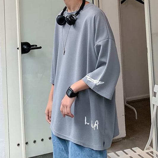 夏服 メンズ tシャツ メンズ 半袖 七分袖 大きいサイズ 無地 速乾性 柔らかい 軽い ファッション 服 メンズ-グレー