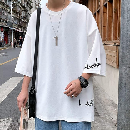 夏服 メンズ tシャツ メンズ 半袖 七分袖 大きいサイズ 無地 速乾性 柔らかい 軽い ファッション 服 メンズ-ホワイト